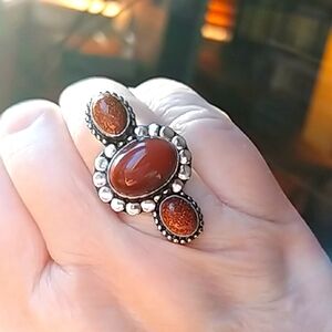 NWOT Sunstone .925 Sterling Overlay Natural Gemstone Ring